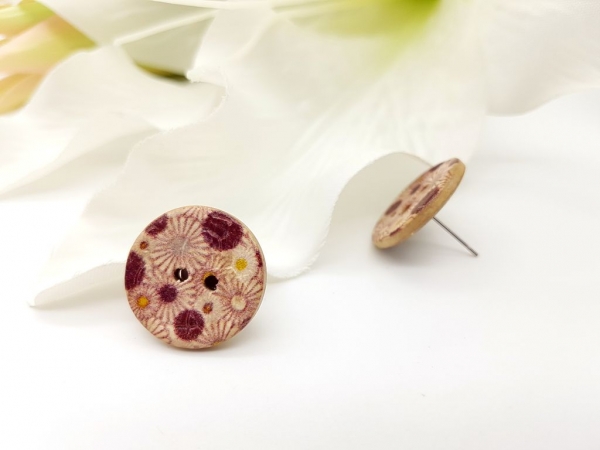 Blumen Kokos Knopf Ohrstecker Flower